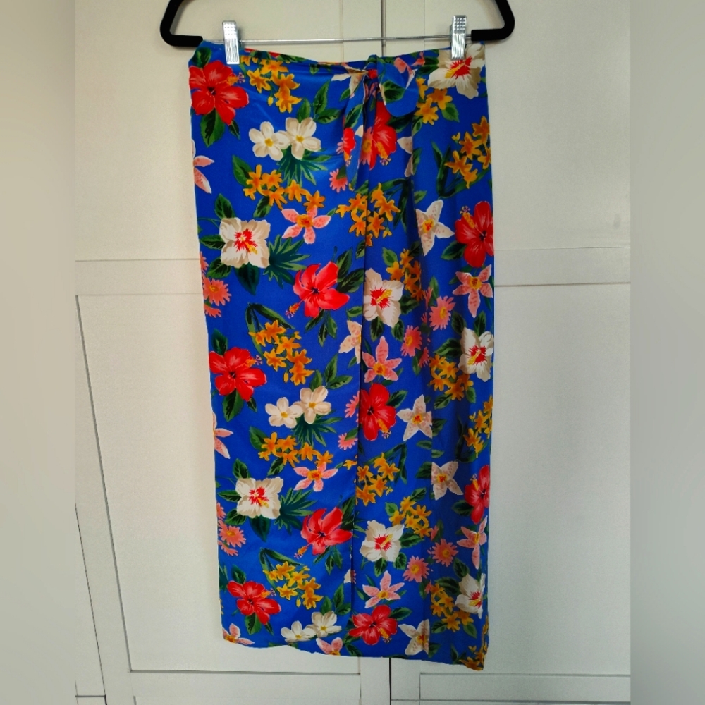 vintage casual corner 100% silk tropical wrap skirt sz 10 EUC Stunning Quality